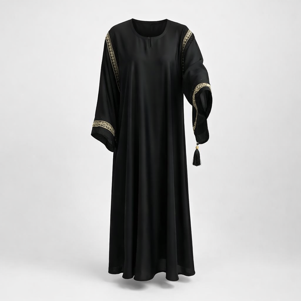 Premium Black Embroidered Abaya - Image 4