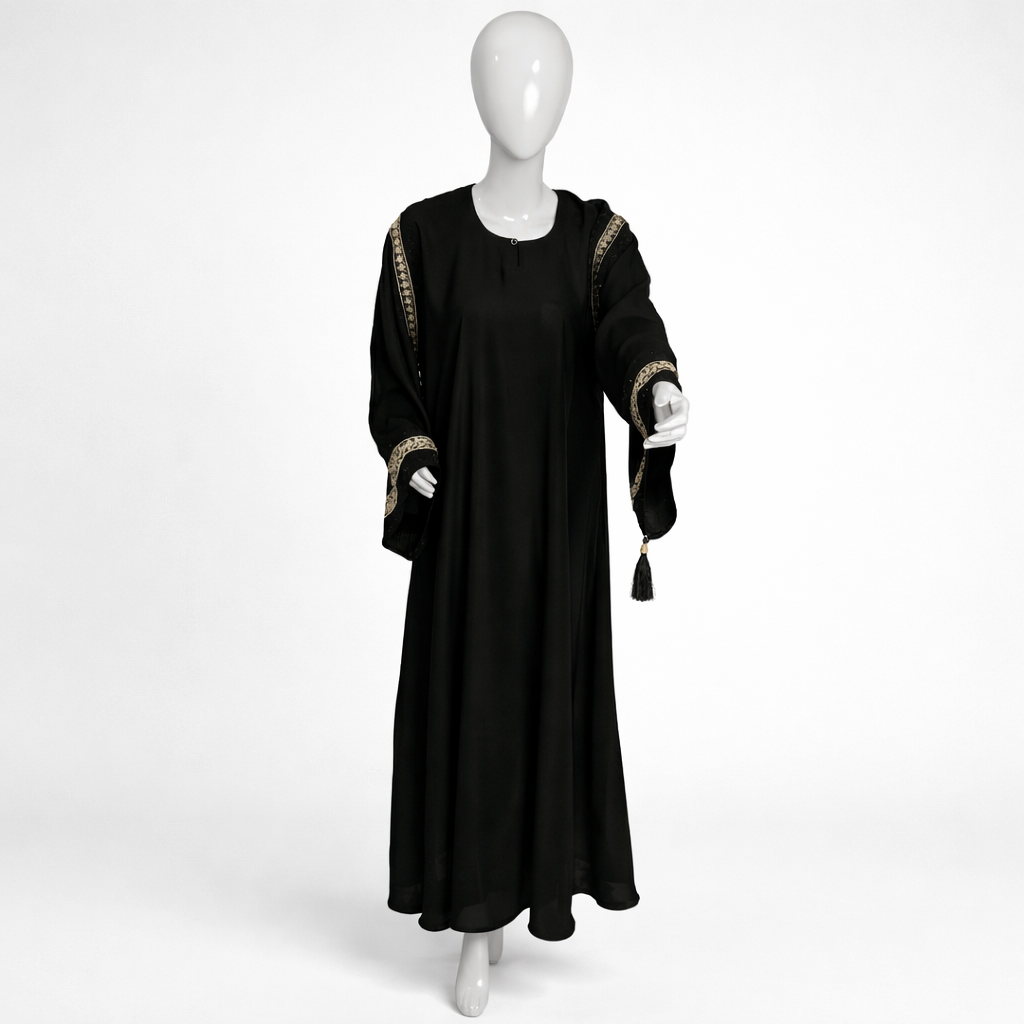 Premium Black Embroidered Abaya - Image 9