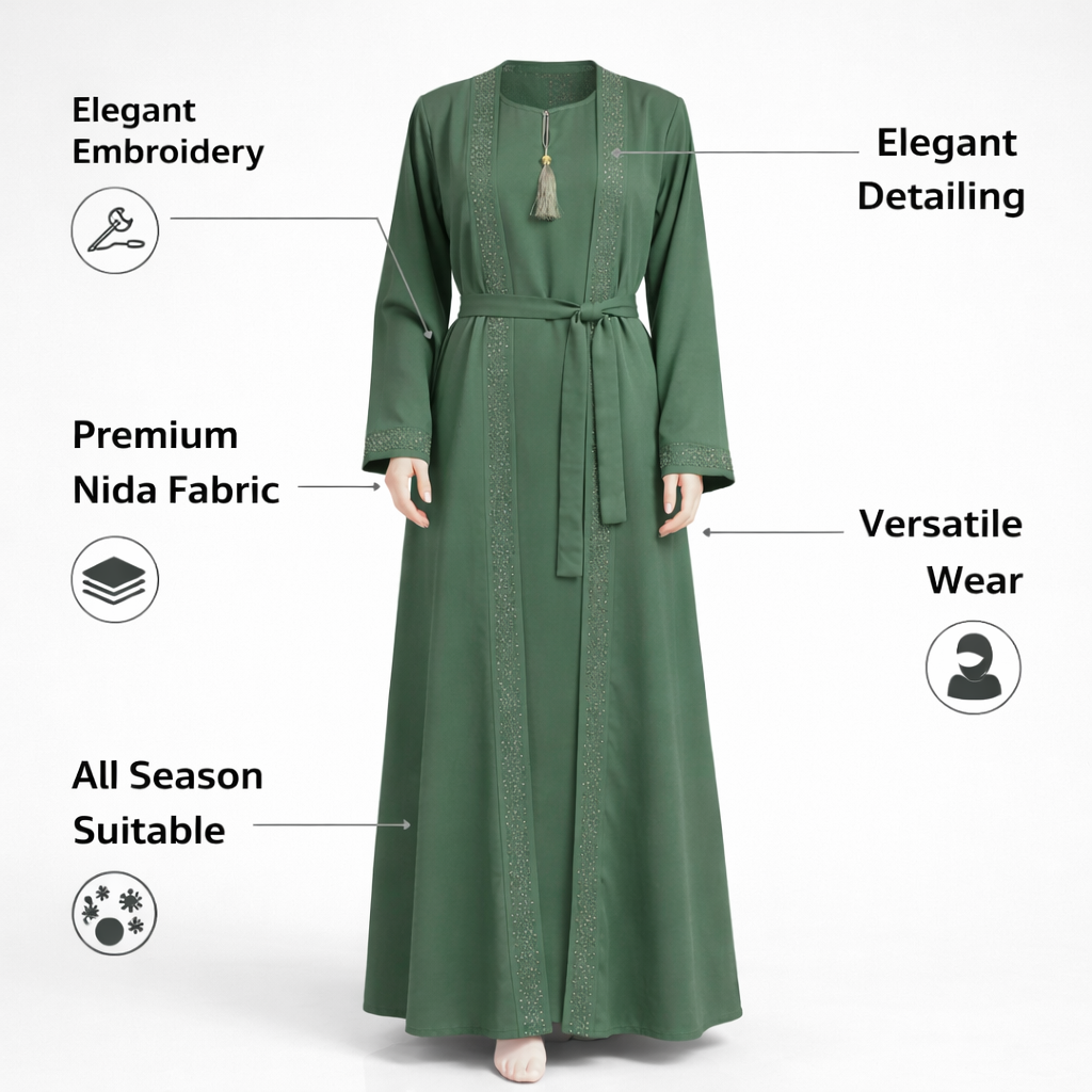 Elegant Embroidered Abaya - Image 2
