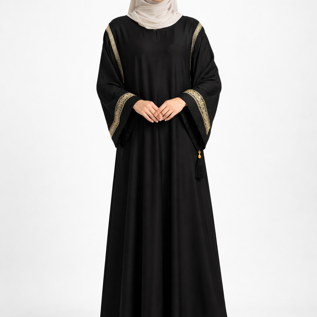 Premium Black Embroidered Abaya - Image 5