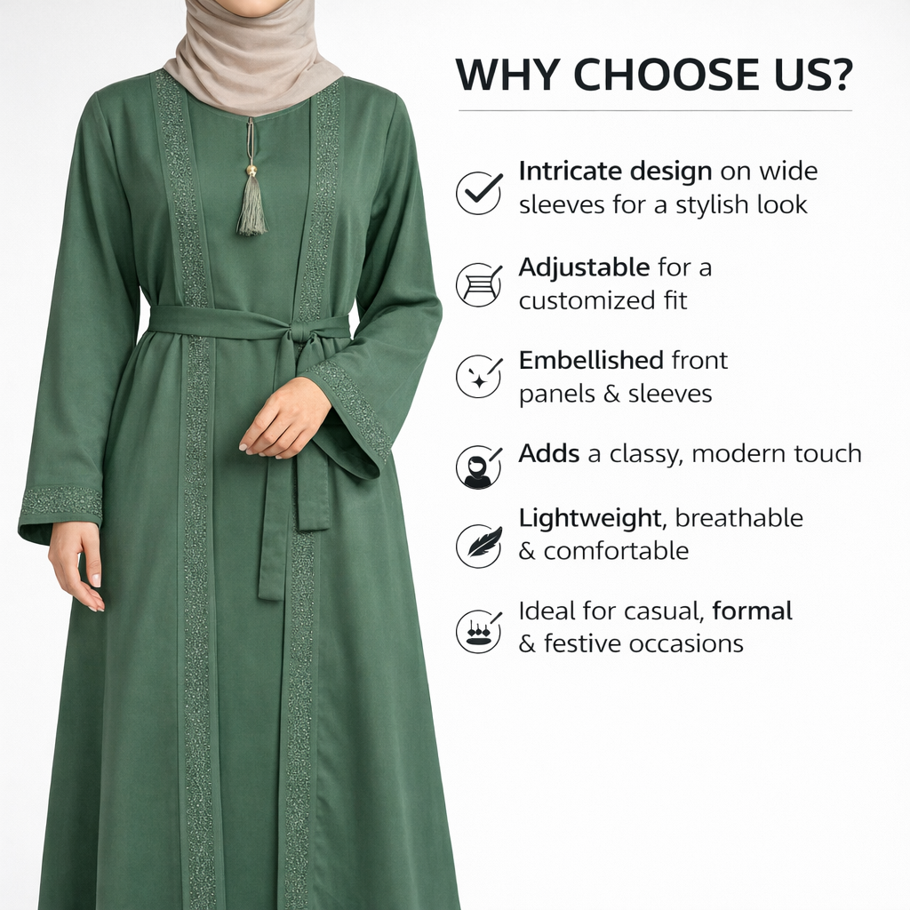 Elegant Embroidered Abaya - Image 3