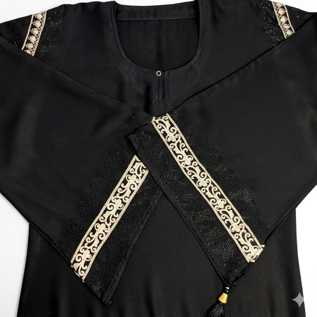 Premium Black Embroidered Abaya - Image 6