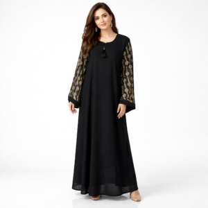 Elegant Black Embroidered Abaya HZ-02