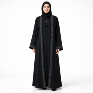 Open Gown Style Black Abaya - HZ-03