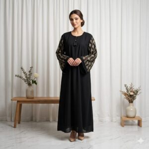 Elegant Black Embroidered Abaya HZ-02