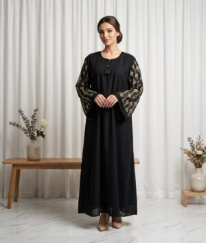 Elegant Black Embroidered Abaya HZ-02