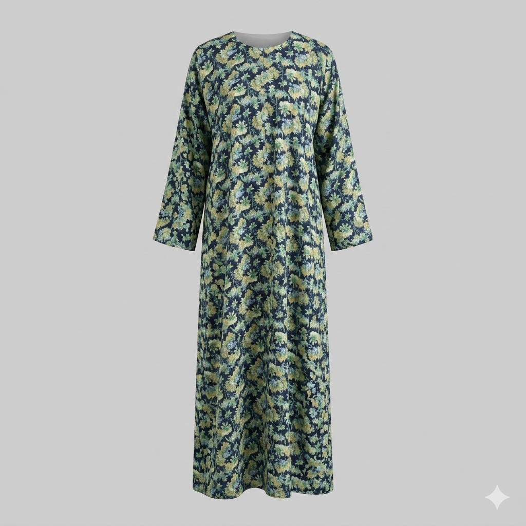 Blue Floral Georgette Abaya - S7 - Image 4