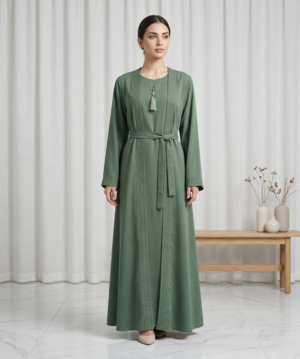 Open Gown Style Sage Green Abaya