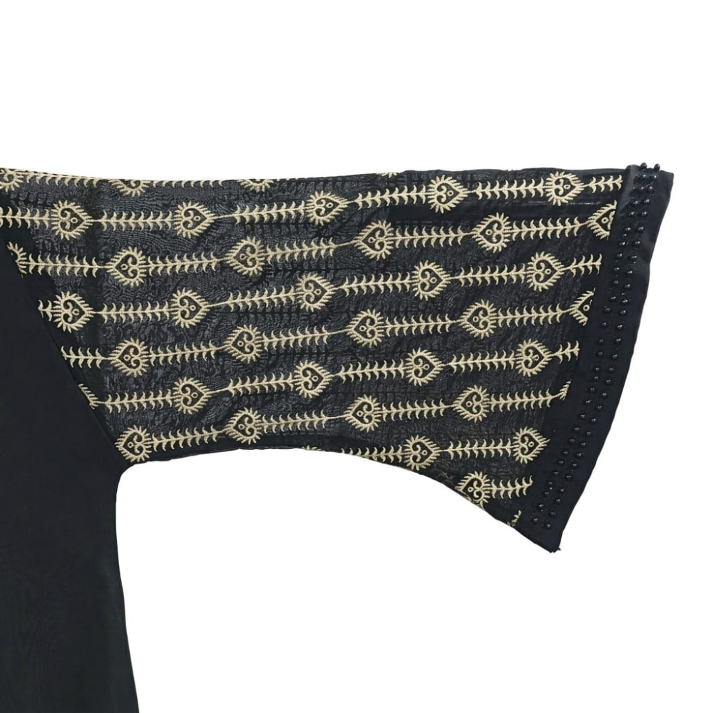 Embroidered Sleeve Abaya with Tassel - Image 4