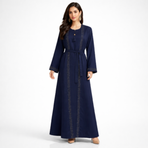 Open Gown Style Navy Blue Abaya - HZ-03-NB