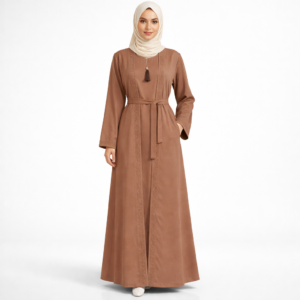Open Gown Style Taupe Abaya - HZ-03-T