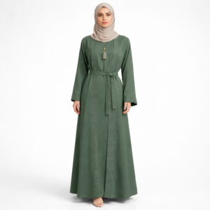 Open Gown Style Sage Green Abaya - HZ-03-SG