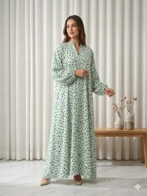 Elegant Floral Printed Lightweight Abaya - S1
