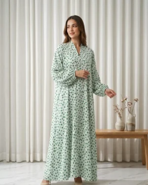 Elegant Floral Printed Lightweight Abaya - S1