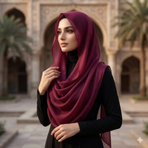 Deep Maroon Morocco Lawn Scarf