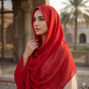 Crimson Red Morocco Lawn Scarf