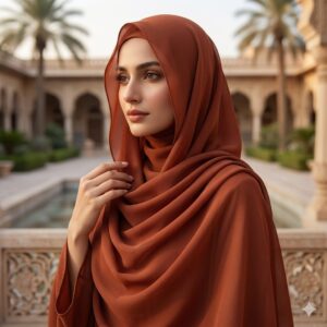 Rust Brown Morocco Lawn Scarf Hijab