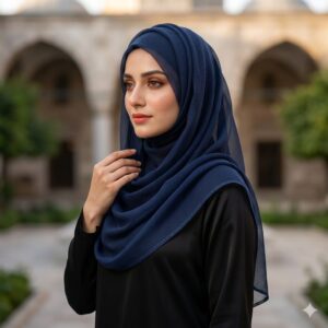 Navy Blue Morocco Lawn Scarf Hijab