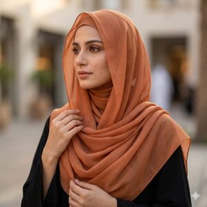 Rust Orange Morocco Lawn Hijab Scarf