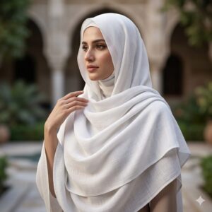 Soft Ivory White Morocco Lawn Hijab Scarf