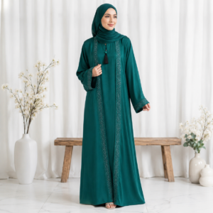Open Gown Style Green Abaya - HZ-03