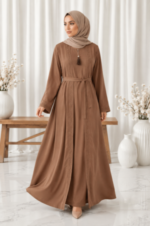 Open Gown Style Taupe Abaya