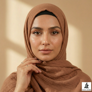 Classic Crinkle Hijab – Hazelnut Brown