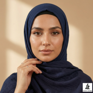 Classic Crinkle Hijab – Navy Blue