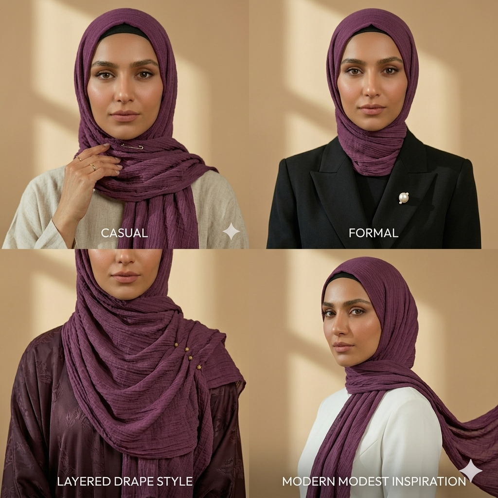 Classic Crinkle Hijab – Purple Berry