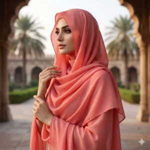 Peach Coral Morocco Lawn Scarf Hijab