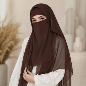 Espresso Chiffon Niqab Set with Matching Stole